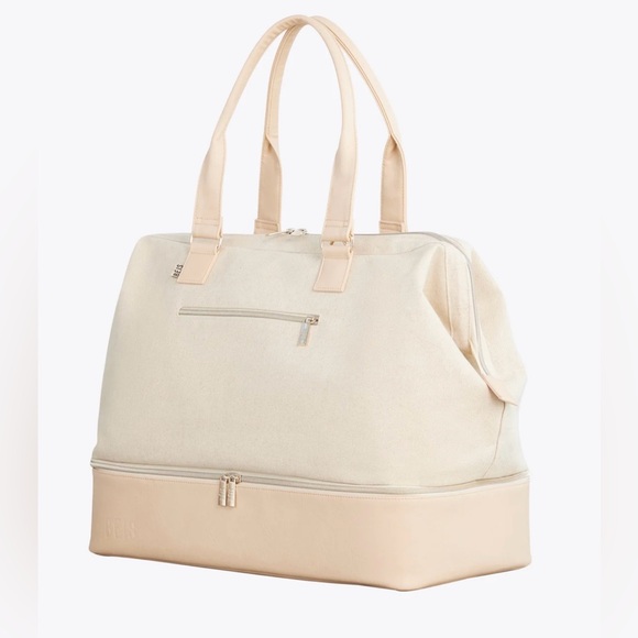 Beis The Weekender Beige Canvas Tote Bag Overnight Zipper Travel - Picture 3 of 12